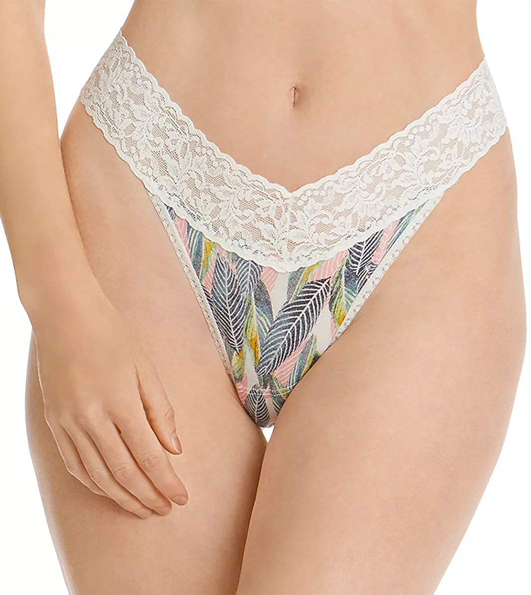 hanky panky, Signature Lace Original Rise Thong, One Size (4-14) Apparel & Accessories > Clothing > Underwear & Socks > Underwear hanky panky Tropical Leaf One Size 