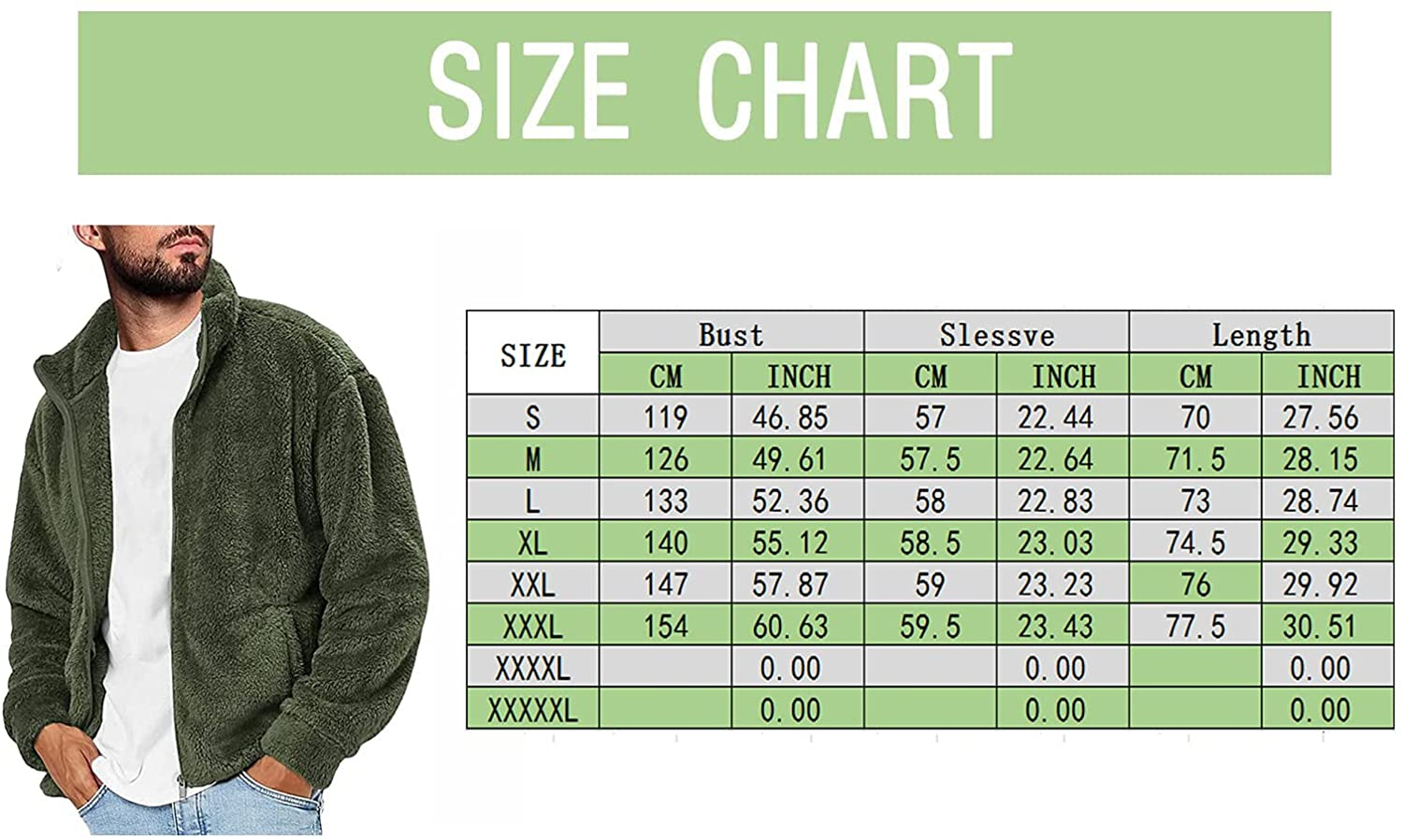 Merthy Mens Fuzzy Sherpa Fleece Jacket Casual Long Sleeve Stand Collar Furry Faux Woolen Cardigan Coat Zipper Teddy Coats Apparel & Accessories > Clothing > Underwear & Socks > Shapewear Merthy   