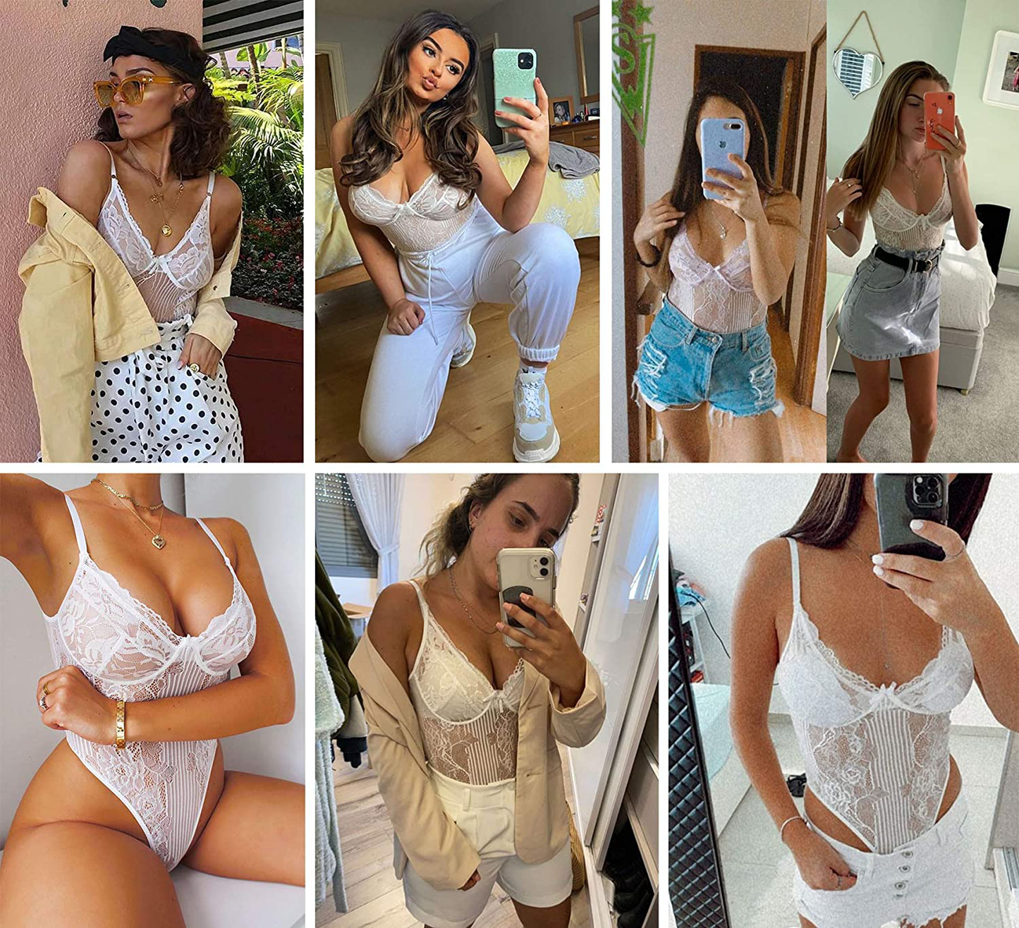 Avidlove Women Snap Crotch Lingerie Teddy One Piece Lace Bodysuit for Women Apparel & Accessories > Clothing > Underwear & Socks > Lingerie Avidlove   