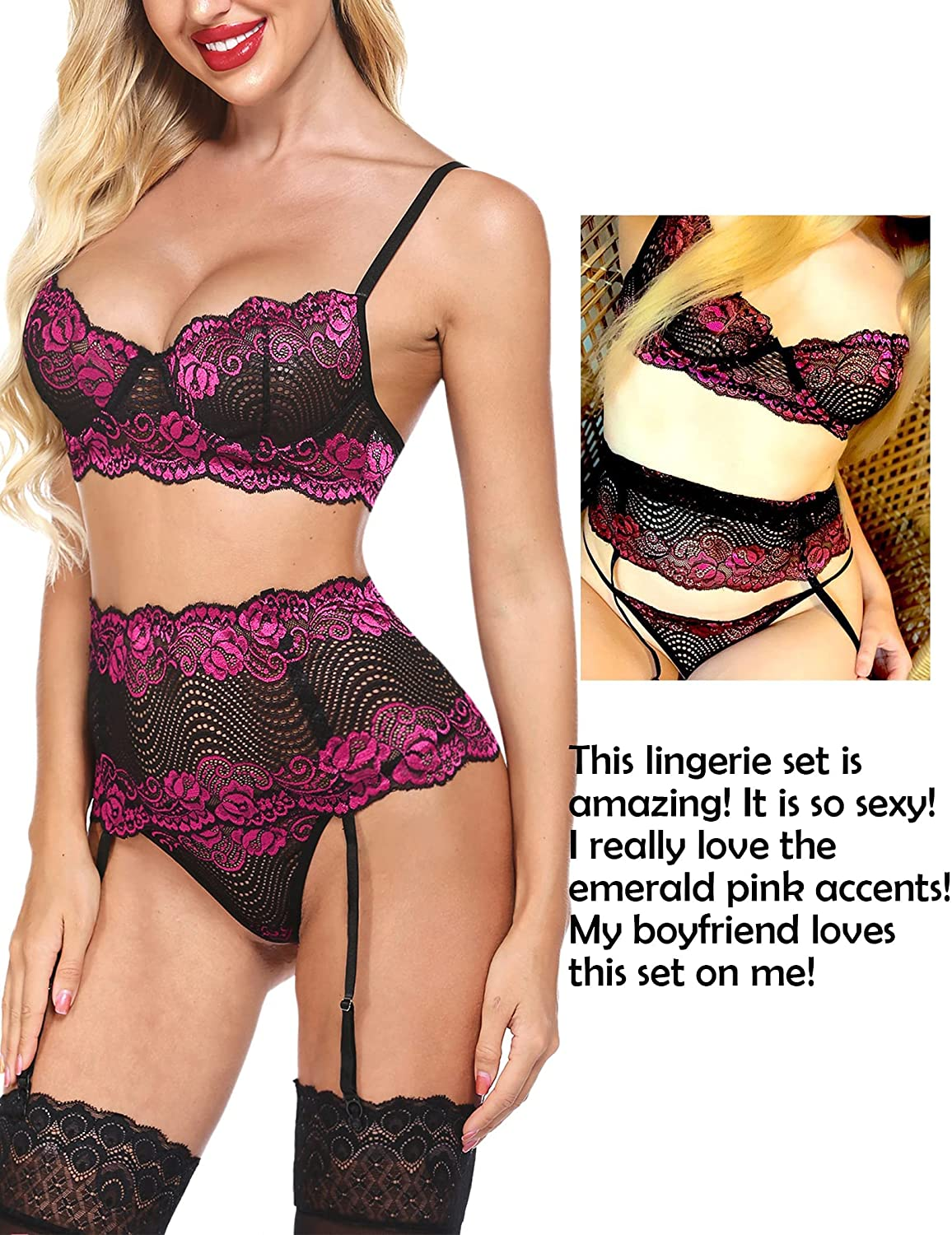 Avidlove Women Lingerie Set with Garter Belts Sexy Bra and Panty Underwire Lingerie Sets Apparel & Accessories > Clothing > Underwear & Socks > Lingerie Avidlove   