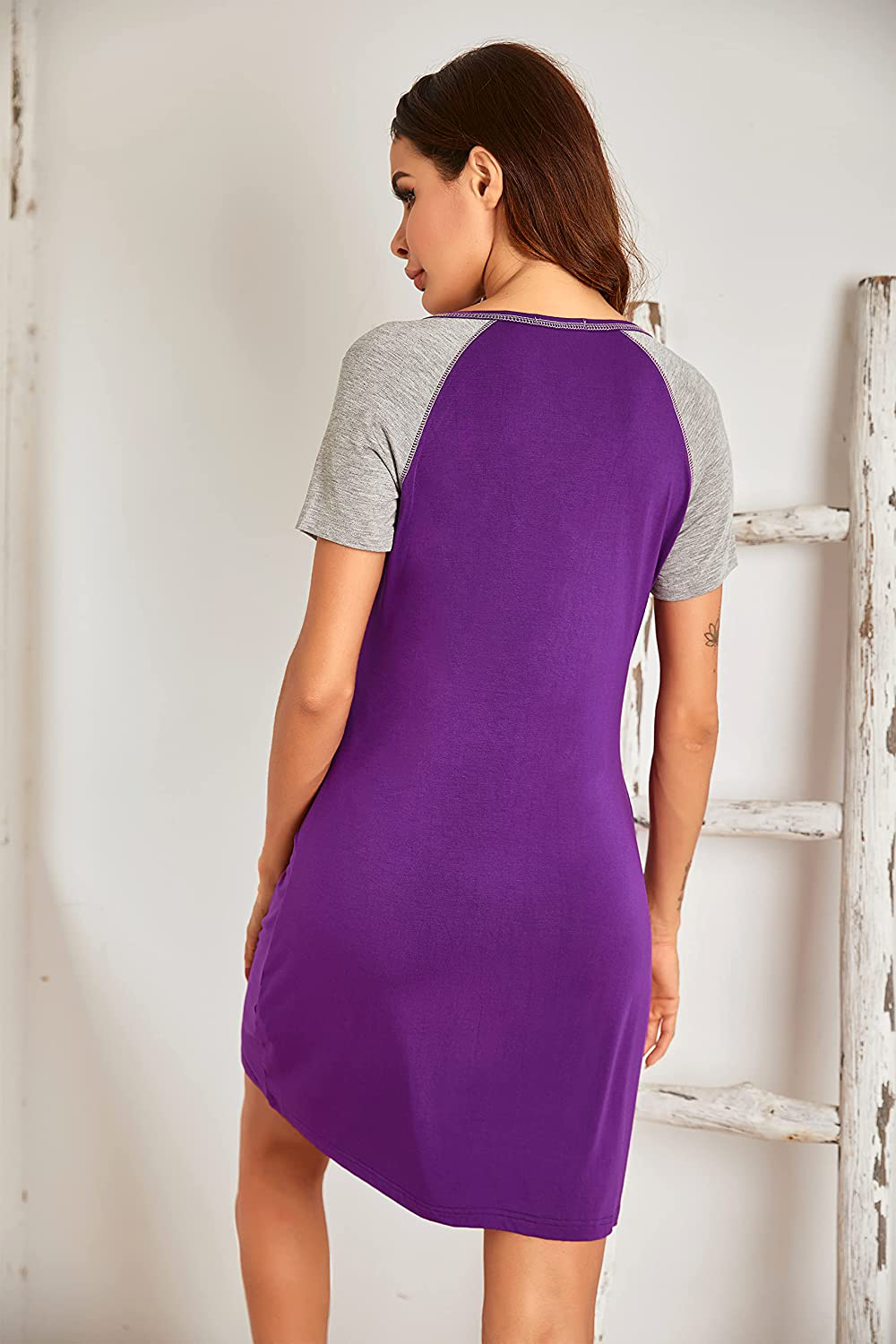 Ekouaer Women'S Short Sleeve V-Neck Nightgown Soft Sleeping Shirts Loungewear Nightshirts Apparel & Accessories > Clothing > Sleepwear & Loungewear > Nightgowns Kylie Max   
