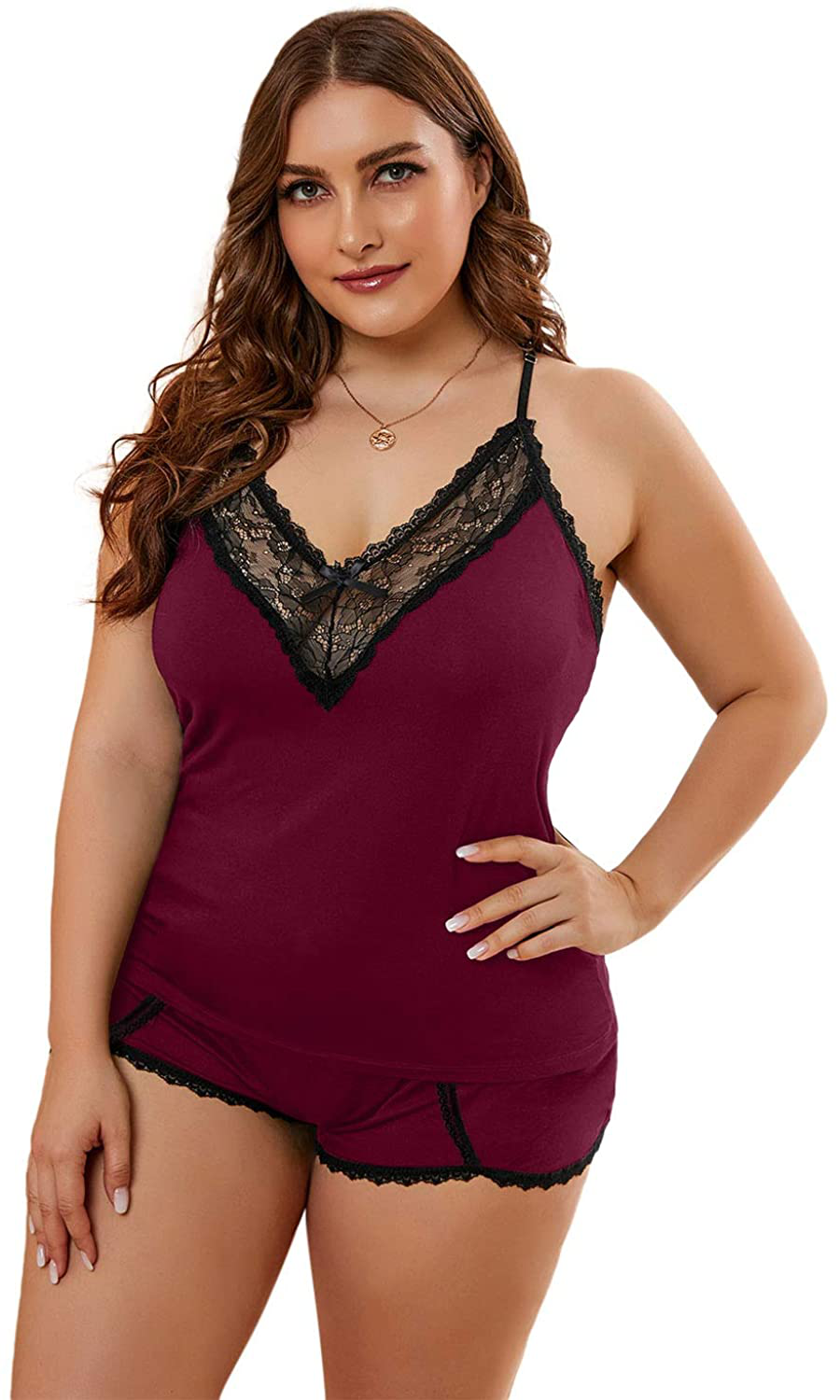 BLMFAION Women Sexy plus Size Cami Shorts Soft Lounge Pajamas Sets L-5X Apparel & Accessories > Clothing > Sleepwear & Loungewear Kylie Max   