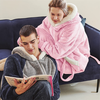 Bedsure Pink Wearable Blanket Hoodie Gift for Women- Long-Length Hooded Blanket Sweatshirt Adult with Side Split and Belt, Warm Sherpa Sweater Blanket Jacket Arts & Entertainment > Party & Celebration > Gift Giving Bedsure   