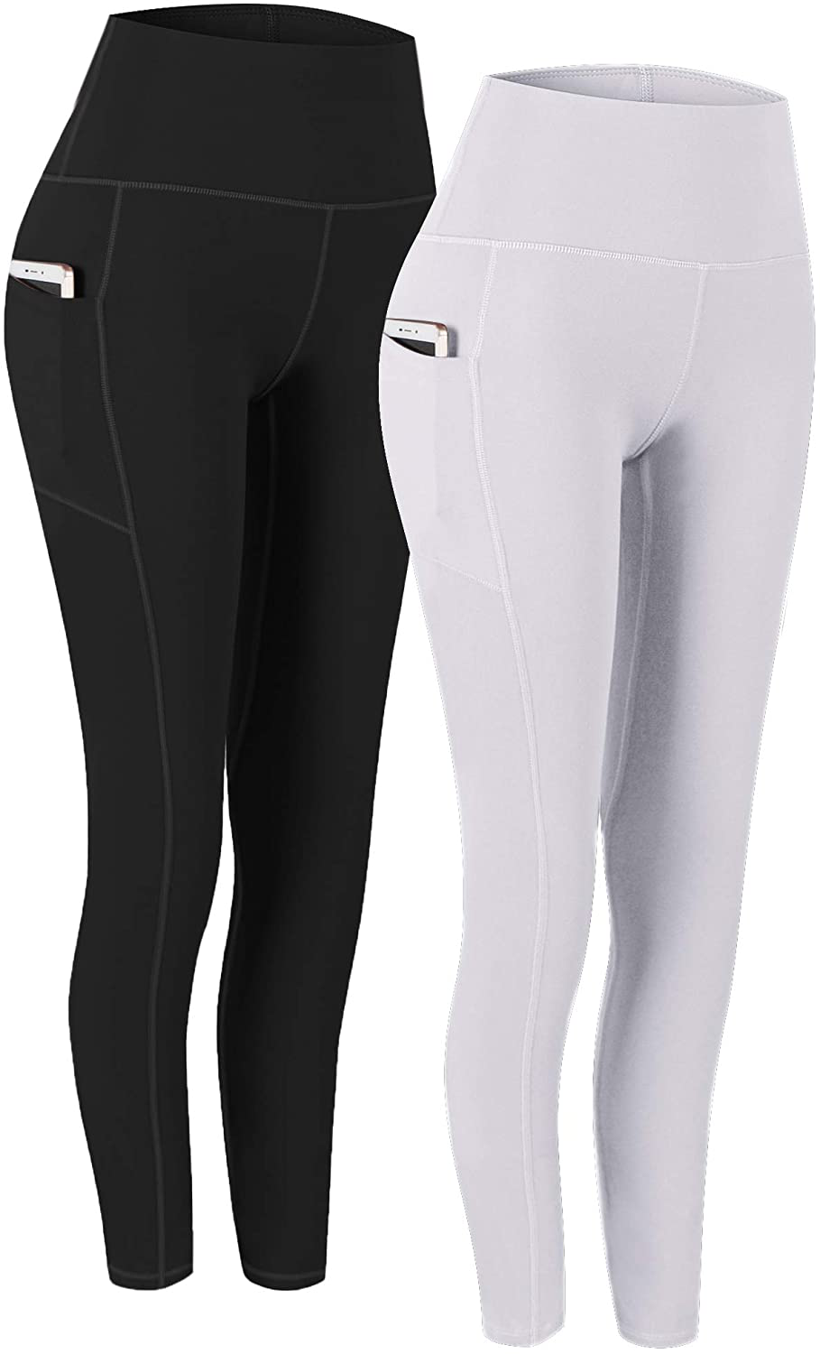 Fengbay 2 Pack High Waist Yoga Pants, Pocket Yoga Pants Tummy Control Workout Running 4 Way Stretch Yoga Leggings Apparel & Accessories > Clothing > Activewear Fengbay Black & Purplish Lilac Small 