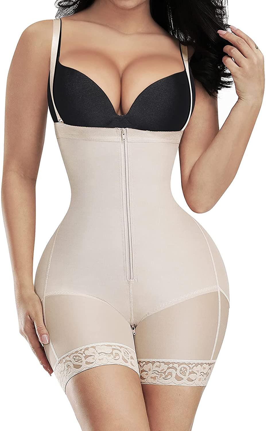 Feelingirl Shapewear for Women Seamless Firm Triple Control Faja plus Size Thigh Slimmer Tummy Control Body Shaper Apparel & Accessories > Clothing > Underwear & Socks > Shapewear FeelinGirl Skin 3X-Large 
