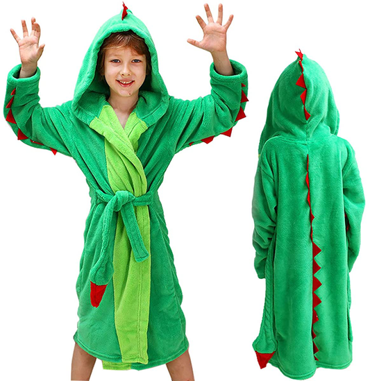 Kids Robes Boys Dinosaur Flannel Hooded Bathrobe Soft Animal Sleepwear Robe Costume Apparel & Accessories > Clothing > Sleepwear & Loungewear > Robes Kylie Max   