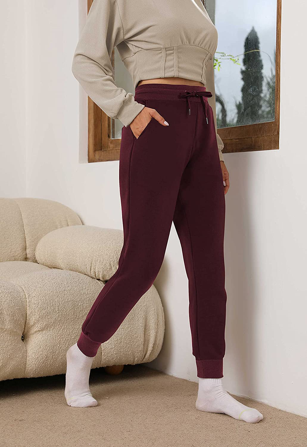 Heathyoga Fleece Lined Joggers for Women Thermal Sweatpants for Women Joggers with Pockets Workout Pants Running Pants Apparel & Accessories > Clothing > Activewear Kylie Max   