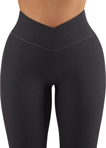 RXRXCOCO Women Cross Waist Butt Lifting Leggings Workout Gym High Waisted Yoga Pants Tights Apparel & Accessories > Clothing > Activewear RXRXCOCO   