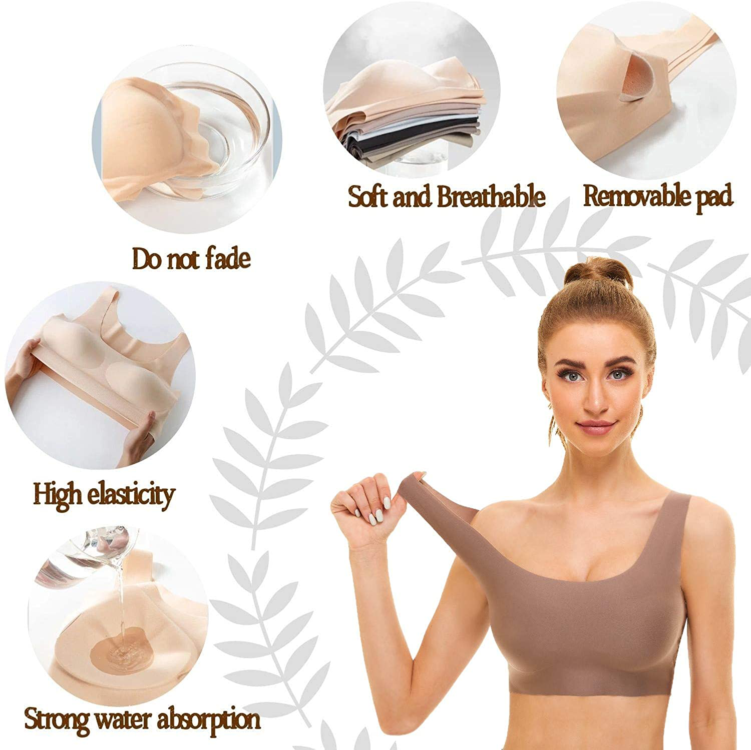 UOTJCNR Women'S Seamless Wireless Invisible Bra Comfy Sleep Bras Thin Soft Daily Bras for Yoga Sport Apparel & Accessories > Clothing > Underwear & Socks > Bras Kylie Max   