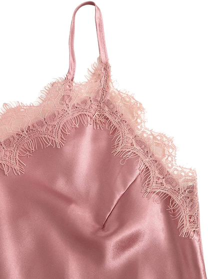 Floerns Women'S Satin Lace Cami Top and Shorts Pajama Set Apparel & Accessories > Clothing > Sleepwear & Loungewear Kylie Max   