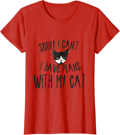 Sorry I can't I have plans with my Cat T-Shirt Arts & Entertainment > Party & Celebration > Gift Giving Caterpillar Red Women XL