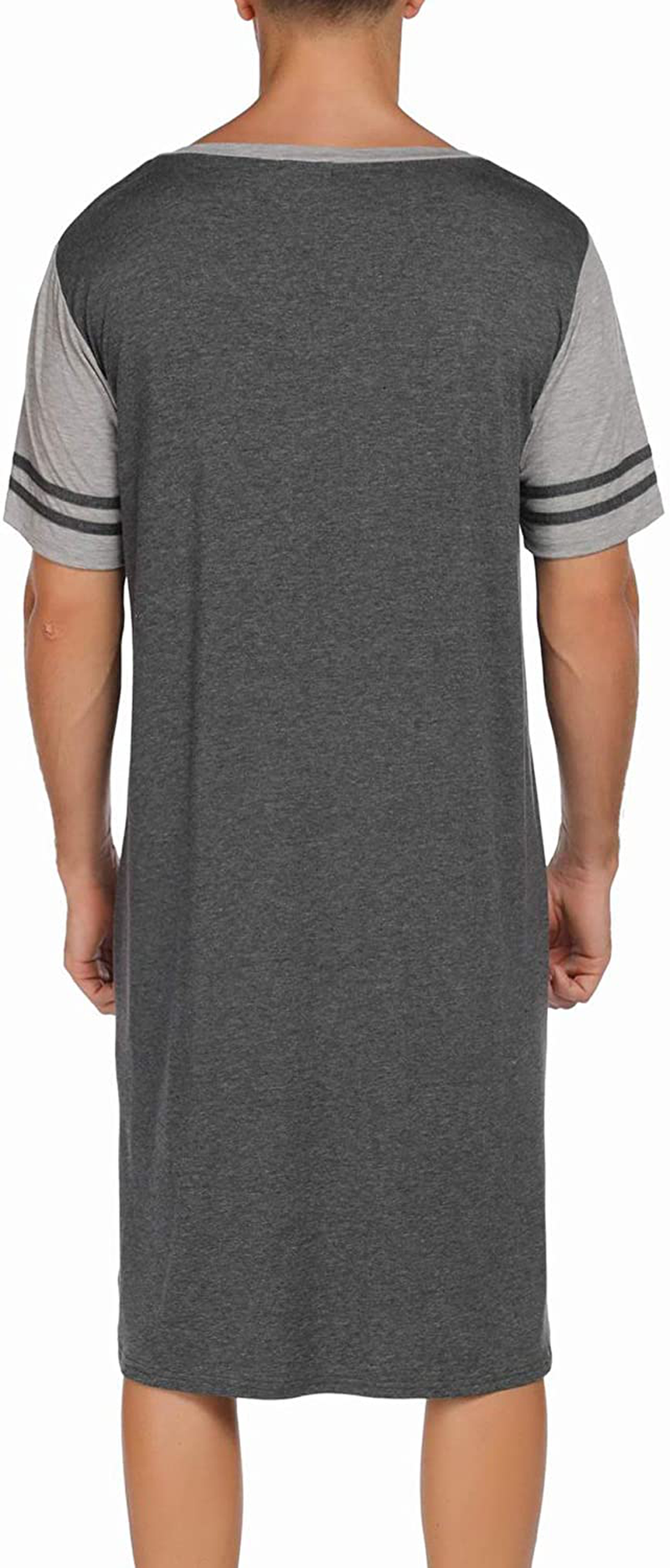Ekouaer Nightgowns Mens V Neck Long Sleeve Sleepwear Big&Tall Pajama Sleeping Wear Loungewear Nightshirts M-XXXL Apparel & Accessories > Clothing > Sleepwear & Loungewear > Nightgowns Kylie Max   