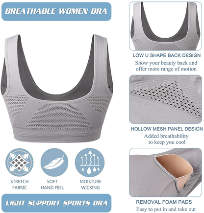Women Sports Bra Comfortable Sleep Bras No Underwire Seamless Workout Yoga Bra of 3 Pack Apparel & Accessories > Clothing > Underwear & Socks > Bras Kylie Max   