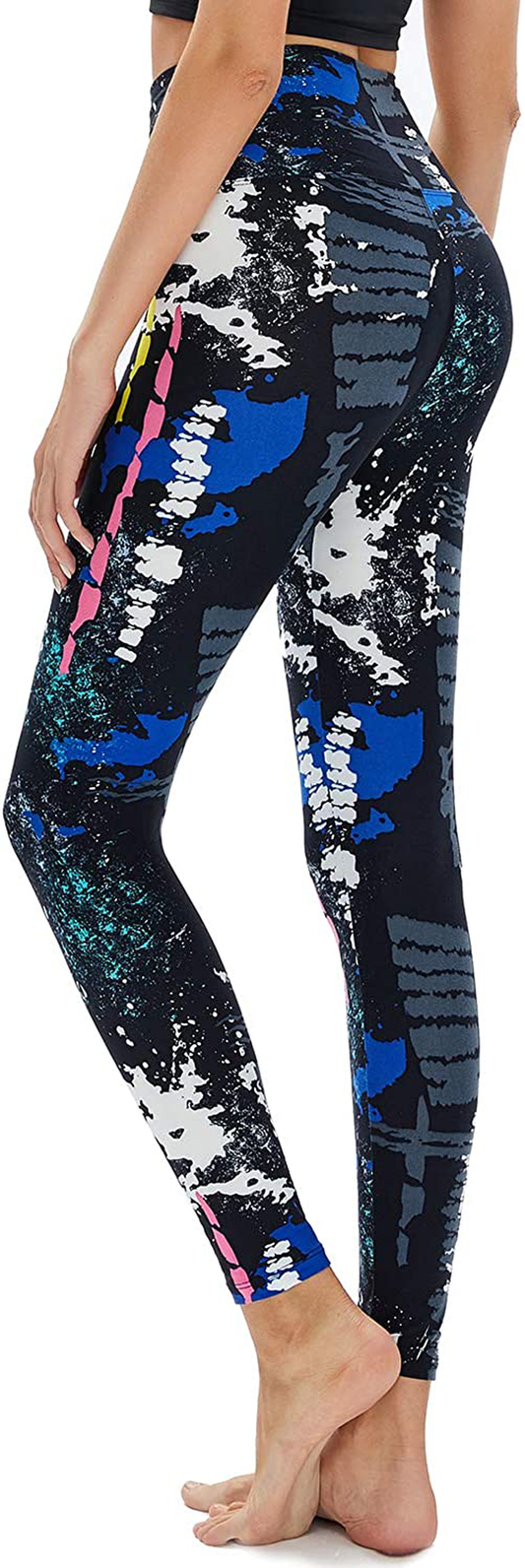 TNNZEET High Waisted Pattern Leggings for Women - Buttery Soft Tummy Control Printed Pants for Workout Yoga Apparel & Accessories > Clothing > Activewear TNNZEET Artist Splash Large-X-Large 