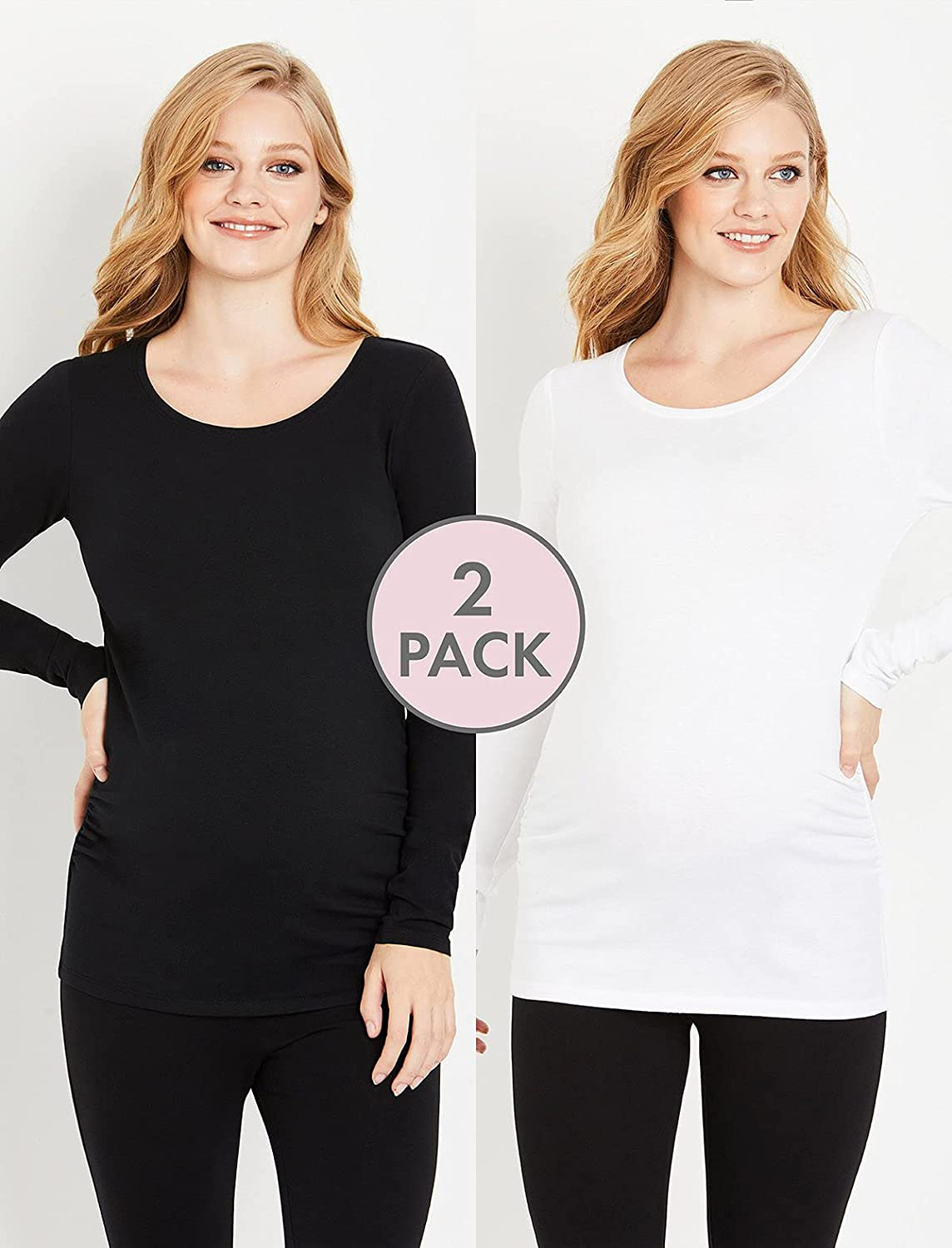 Motherhood Maternity Women'S Bumpstart 2 Pack Long Sleeve Tee Shirts Apparel & Accessories > Clothing > Activewear Kylie Max   