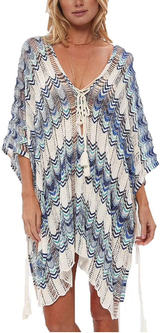 Wander Agio Beach Swimsuit for Women Sleeve Coverups Bikini Cover up Net Apparel & Accessories > Clothing > Swimwear Kylie Max   
