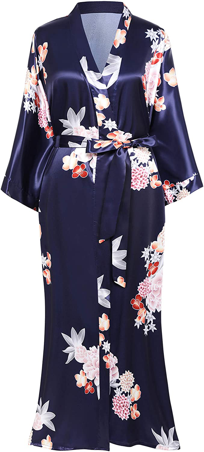 BABEYOND Long Kimono Robe plus Size Floral Satin Robes plus Size Kimono Cover up Loose Cardigan Top Bachelorette Party Robe Apparel & Accessories > Clothing > Sleepwear & Loungewear > Robes KYLIE MAX   