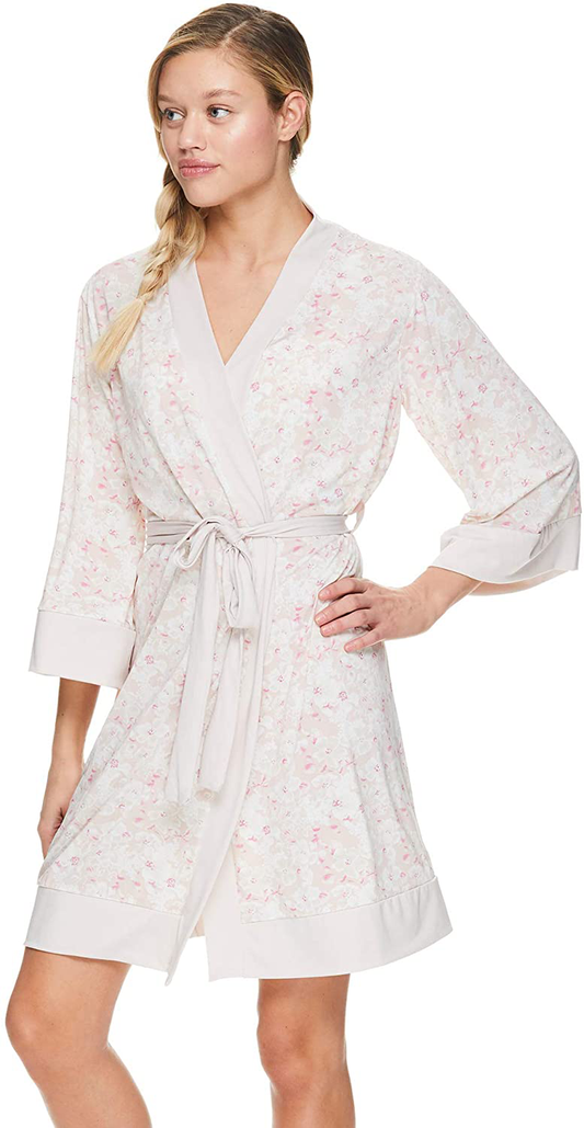 Tahari Womens Printed Kimono Belted Robe Bathrobe Apparel & Accessories > Clothing > Sleepwear & Loungewear > Robes TAHARI Ash Large 