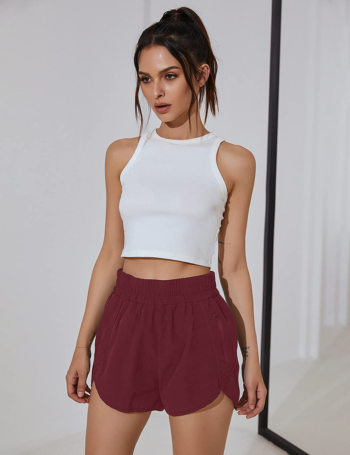 BMJL Women'S Running Shorts Elastic High Waisted Shorts Pocket Sporty Workout Shorts Quick Dry Athletic Shorts Pants Apparel & Accessories > Clothing > Shorts Kylie Max   