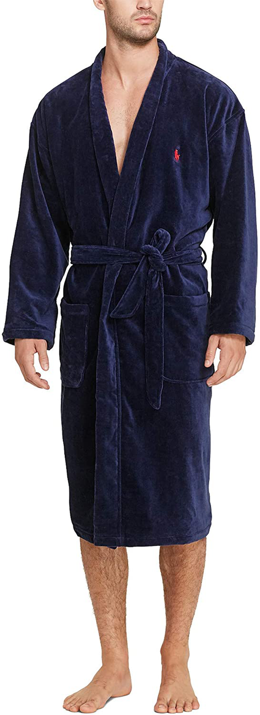 Polo Ralph Lauren Underwear Men'S Solid Velour Kimono Robe, Cruise Navy, Blue, M Apparel & Accessories > Clothing > Sleepwear & Loungewear > Robes Kylie Max   