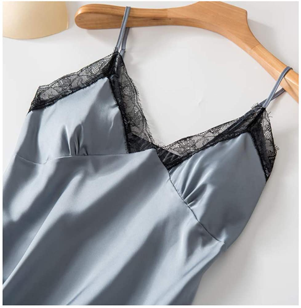 SAPJON Women'S 4Pcs Silk Satin Pajama Set Cami Top Nightgown Lace Sleepwear Robe Sets Sexy Nightdress with Chest Pads Apparel & Accessories > Clothing > Sleepwear & Loungewear Kylie Max   