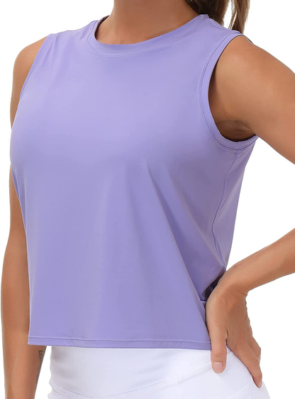 Ice Silk Workout Tops for Women Quick Dry Muscle Gym Running Shirts Sleeveless Flowy Yoga Tank Tops Apparel & Accessories > Clothing > Activewear Kylie Max   