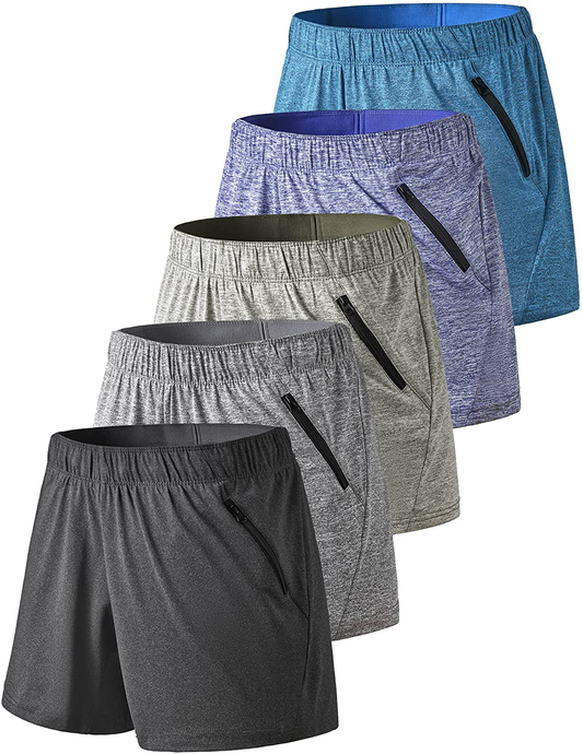 Liberty Imports 5 Pack Women'S 5" Quick Dry Yoga Training Shorts with Zipper Pockets Apparel & Accessories > Clothing > Shorts Kylie Max   