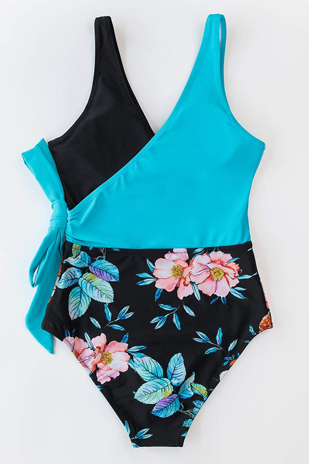 CUPSHE Women'S One Piece Swimsuit Wrap Color Block Tie Side Bathing Suit Apparel & Accessories > Clothing > Swimwear Kylie Max   