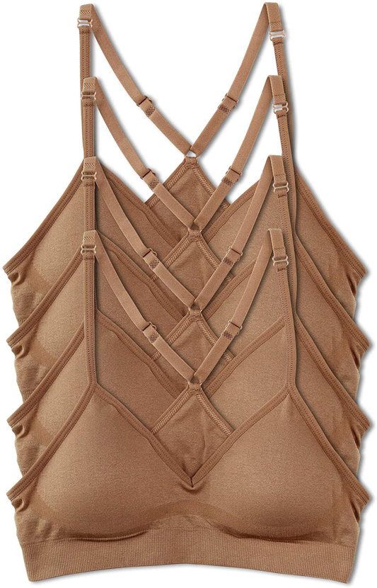 Kalon 4 Pack Racerback Sports Bralette V Neck for Women Apparel & Accessories > Clothing > Underwear & Socks > Bras Kylie Max   