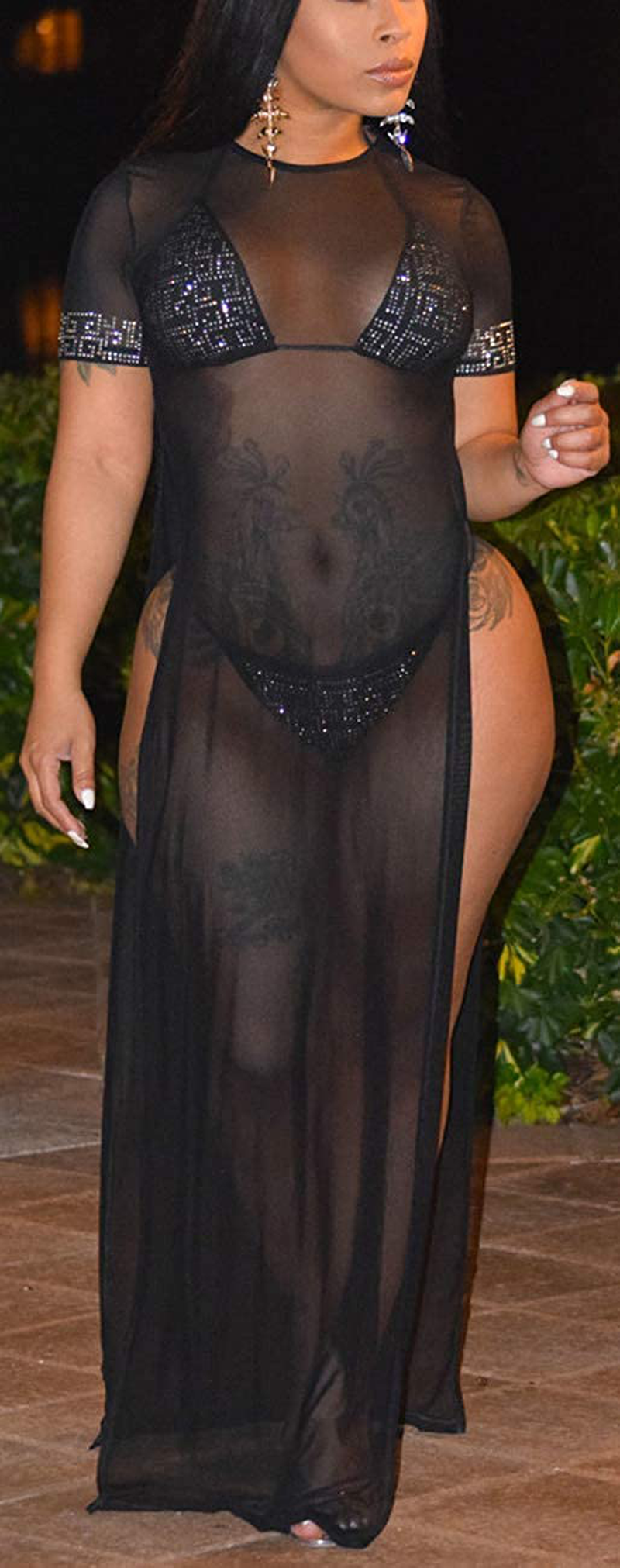 Sexycherry Women'S Sexy Swimsuit Cover Ups Casual See through Sheer Long Maxi Dresses for Swimwear Apparel & Accessories > Clothing > Swimwear Kylie Max   