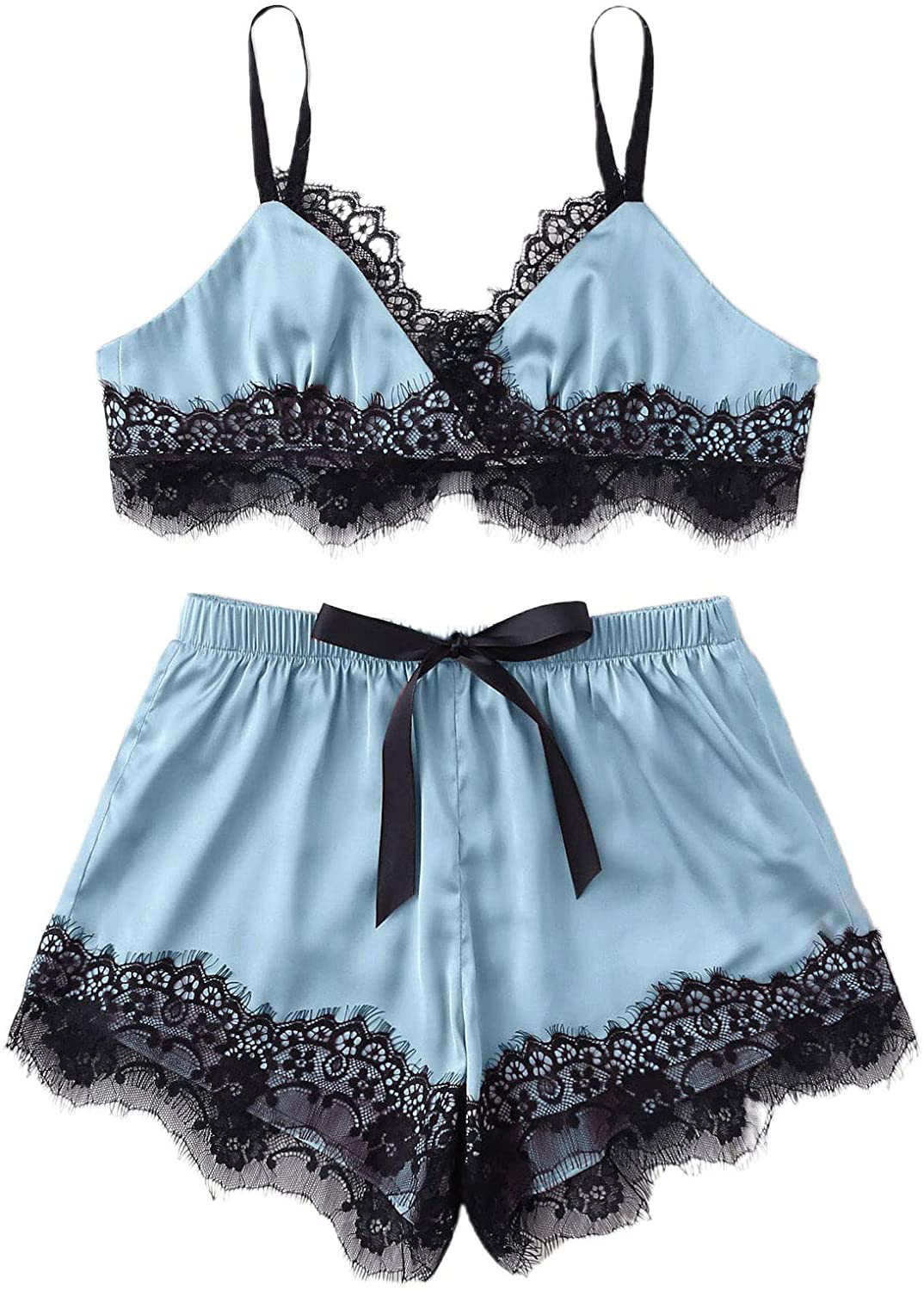 Sweatyrocks Women'S Lace Trim Underwear Lingerie Straps Bralette and Panty Set Apparel & Accessories > Clothing > Sleepwear & Loungewear Kylie Max   