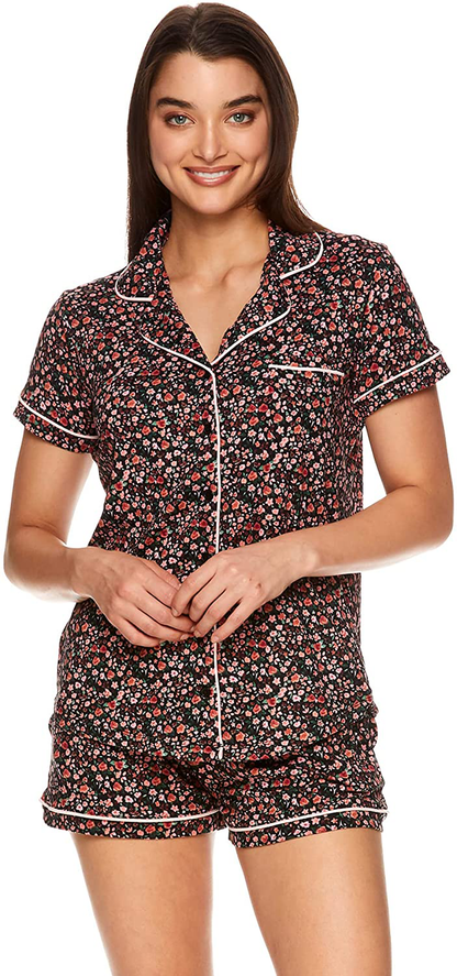 Nanette Lepore Womens Button Down Pajama Shirt and Elastic Waist Shorts Bridesmaid PJ Lounge Set Apparel & Accessories > Clothing > Sleepwear & Loungewear > Pajamas Nanette Lepore   
