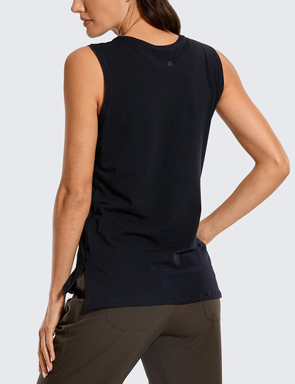 CRZ YOGA Women'S Pima Cotton Workout Tank Tops Loose Fit Yoga Sleeveless Shirts Muscle Tank Apparel & Accessories > Clothing > Activewear Kylie Max   