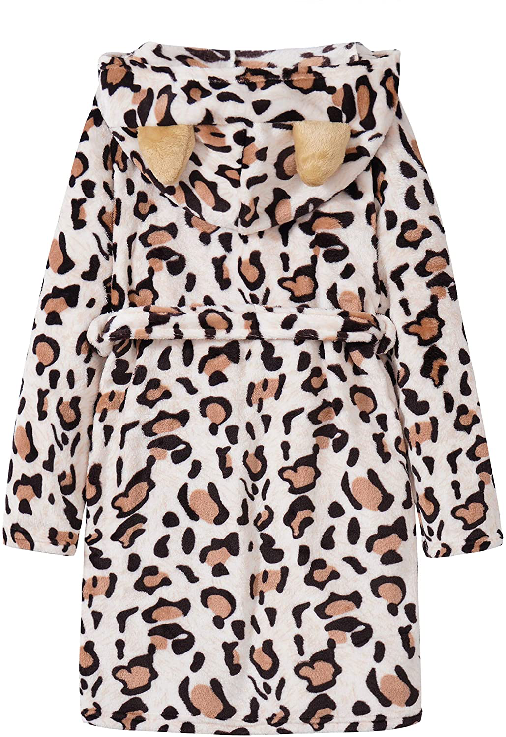 Leopard Cat Robe for Girls Fleece Toddler Kids Teen Hooded Bathrobe Size 4T - 18 Apparel & Accessories > Clothing > Sleepwear & Loungewear > Robes Kylie Max   
