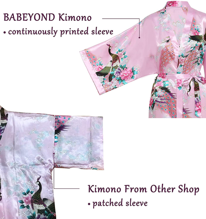 BABEYOND Women'S Kimono Robe Long Robes with Peacock and Blossoms Printed Kimono Nightgown Apparel & Accessories > Clothing > Sleepwear & Loungewear > Robes Kylie Max   
