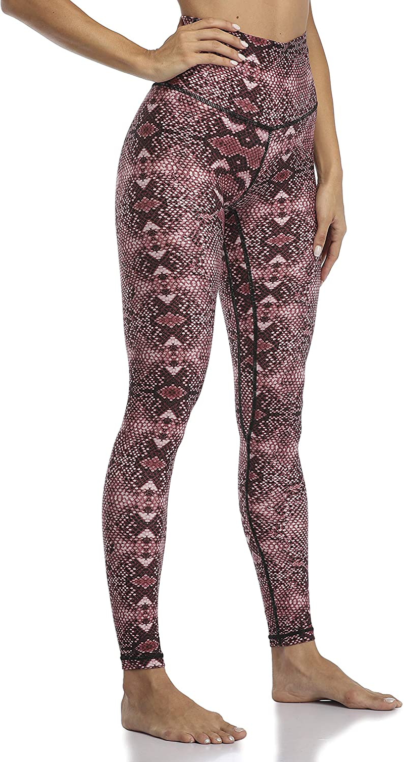 Colorfulkoala Women's High Waisted Pattern Leggings Full-length Yoga Pants Apparel & Accessories > Clothing > Activewear Colorfulkoala Reddish Brown Snake Print X-Large 