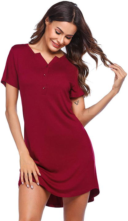 Ekouaer Women'S Nightgown Sleep Nightshirt Sleepshirt Button down Pajama Dress Sleepwear Apparel & Accessories > Clothing > Sleepwear & Loungewear > Nightgowns Kylie Max   