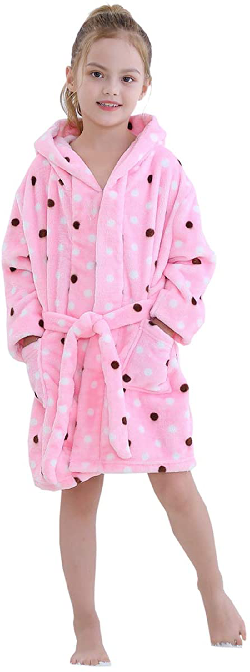 Umeyda Girls Robe,Cute & Fleece Hooded Robe with Belt for Girls, 12 Months - 18 Years Apparel & Accessories > Clothing > Sleepwear & Loungewear > Robes Kylie Max   