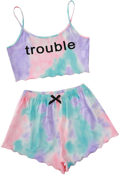 Shein Women'S Cute Cartoon Print Cami Top and Shorts Pajama Set Apparel & Accessories > Clothing > Sleepwear & Loungewear Kylie Max   