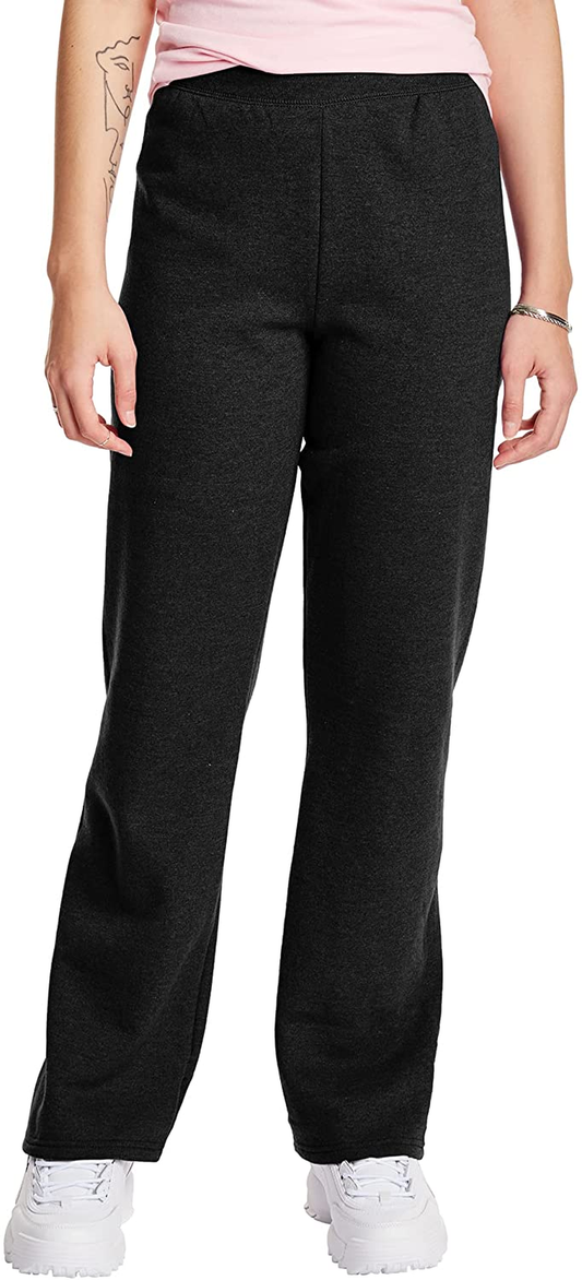 Hanes Women'S Ecosmart Open Bottom Leg Sweatpants Apparel & Accessories > Clothing > Underwear & Socks > Lingerie Hanes Ebony Small 
