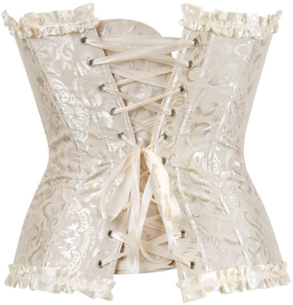 Women'S Lacing Corset Top Satin Floral Boned Overbust Body Shaper Bustier Apparel & Accessories > Clothing > Underwear & Socks > Lingerie SHYMMUO   