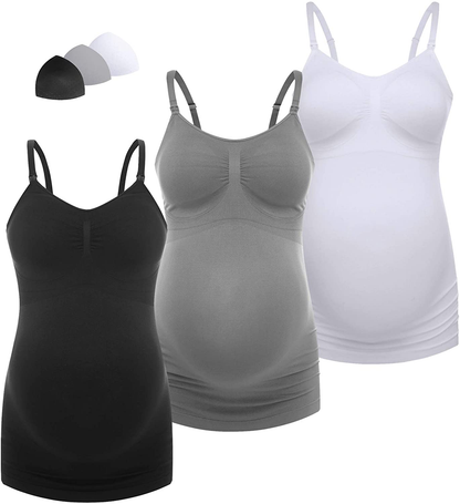 HOFISH Women'S Breast Feeding Tops,Maternity Nursing Cami with Build in Shelf Bra 3Pack Apparel & Accessories > Clothing > Activewear Kylie Max   