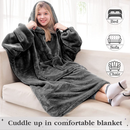 Waitu Wearable Blanket Sweatshirt for Women and Men, Super Warm and Cozy Giant Blanket Hoodie, Thick Flannel Blanket with Sleeves and Giant Pocket - Dark Gray Arts & Entertainment > Party & Celebration > Gift Giving Waitu   