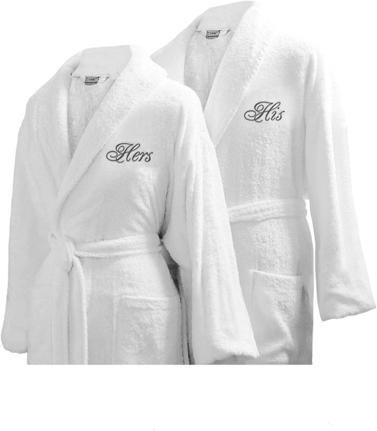 Luxor Linens Couple'S Terry Cloth Bathrobe Egyptian Cotton Unisex Luxurious Soft Plush Elegant San Marco Apparel & Accessories > Clothing > Sleepwear & Loungewear > Robes Kylie Max   