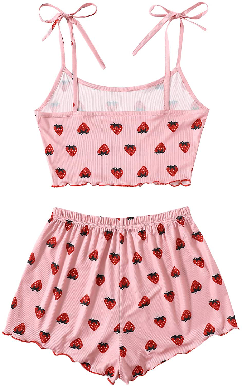 Sweatyrocks Women'S Summer Strawberry Print Cami Top and Shorts Sleepwear Pajamas Set Apparel & Accessories > Clothing > Sleepwear & Loungewear Kylie Max   