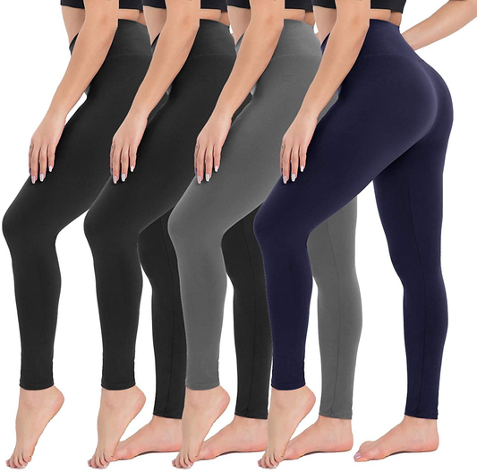 CAMPSNAIL 4 Pack High Waisted Leggings for Women- Soft Tummy Control Slimming Yoga Pants for Workout Running Reg & Plus Size Apparel & Accessories > Clothing > Activewear CAMPSNAIL 4 Packs, Black/Black/Navy/Dark Grey Small-Medium 