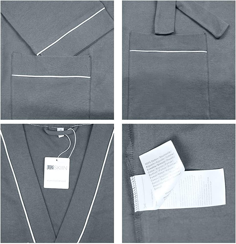 U2SKIIN Mens Cotton Robe Lightweight Knit Bathrobe Apparel & Accessories > Clothing > Sleepwear & Loungewear > Robes Kylie Max   