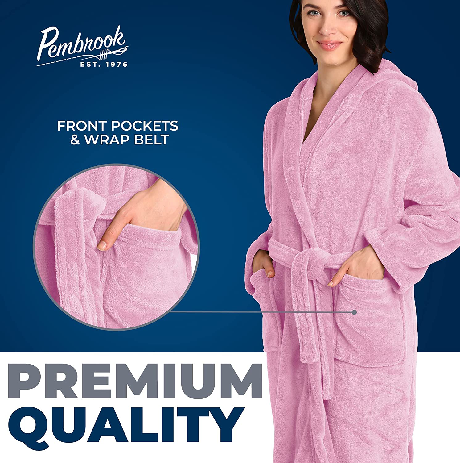 Pembrook Hooded Robes for Women with Pockets - Plush Fleece Bathrobe for Women | Robe with Hood for Women Apparel & Accessories > Clothing > Sleepwear & Loungewear > Robes Kylie Max   