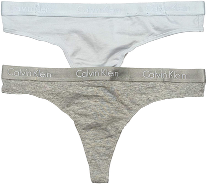 Calvin Klein Women's Motive Cotton Multipack Thong Panty Apparel & Accessories > Clothing > Underwear & Socks > Underwear Calvin Klein Blue(qp1803-988)/Grey Large 