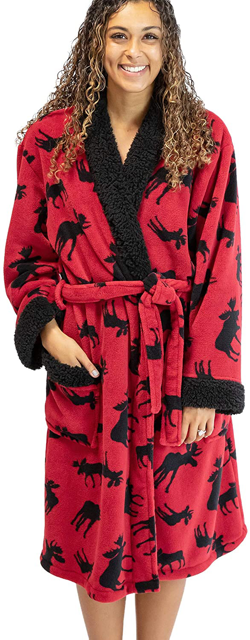 Lazy One Ultra-Cozy Bathrobes for Women Apparel & Accessories > Clothing > Sleepwear & Loungewear > Robes Lazy One Classic Moose Bathrobe Large-X-Large 